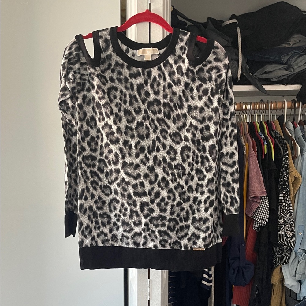 Michael Kors Animal Print Cold Shoulder Top